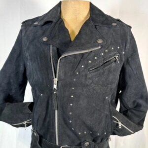 Vintage Harley Davidson Black Suede Leather Motorcycle Riding Jacket Men's Sz M